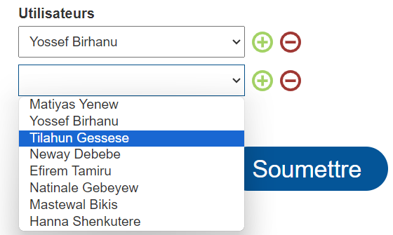 Choix d'utilisateurs supplémentaires