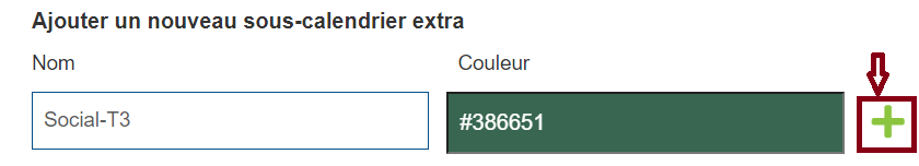 Bouton d'ajout du sous-calendrier Extra