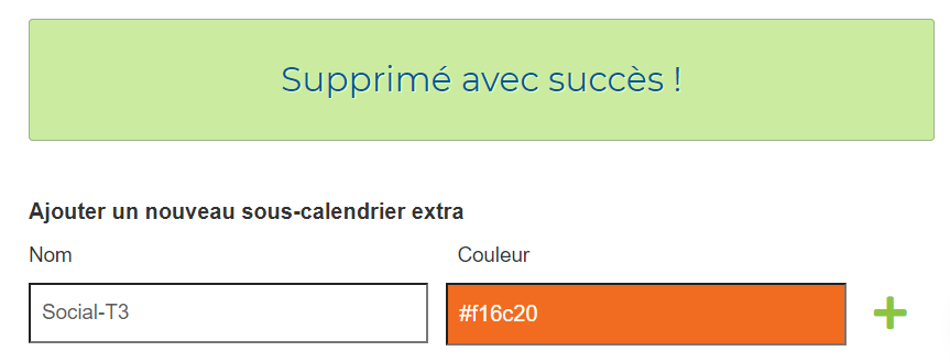 Confirmation de suppression du sous-calendrier Teamup