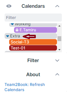 Hierarchie des sous-calendriers Teamup