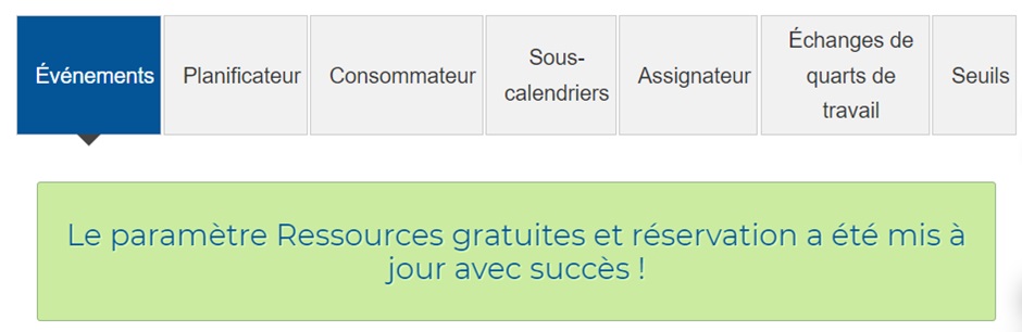 Ressources libres et réservation mis à jour avec succès