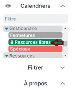 Sous-calendrier Teamup des ressources libres