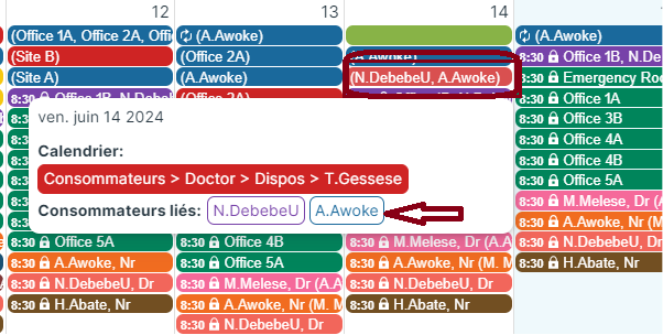 Liste des professionnels liés