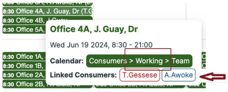 checking linked consumers from the working sub-calendar