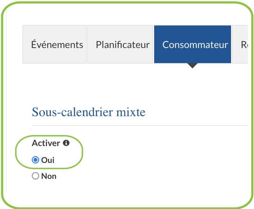 Activer le sous-calendrier de type mixte