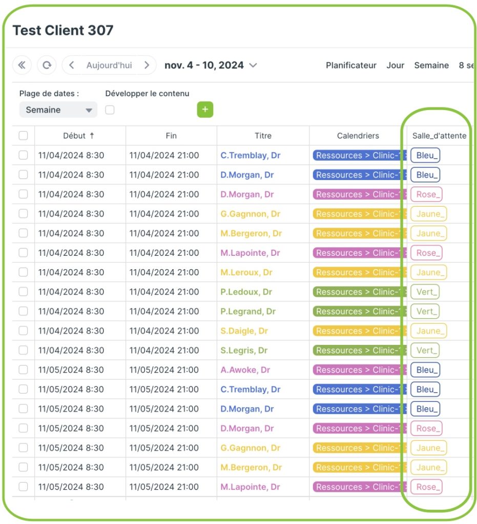 Vue tableau de Teamup