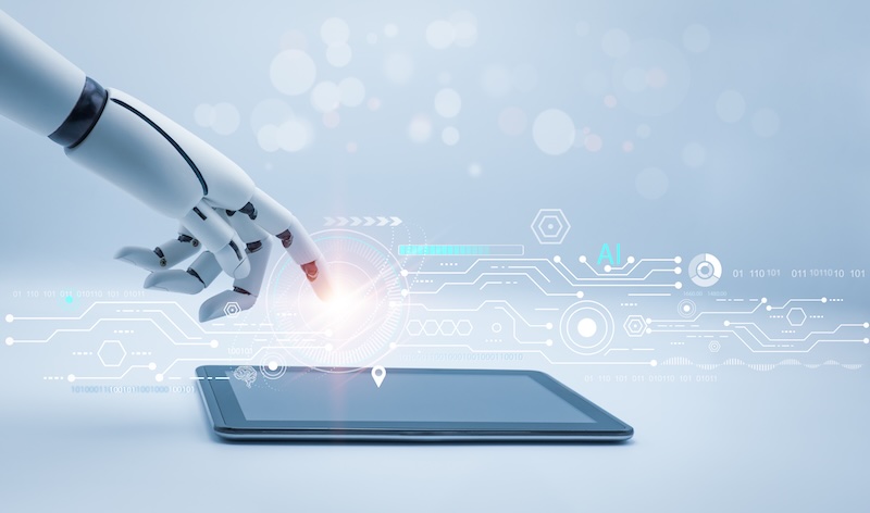 AI (Artificial Intelligence) with a tablet