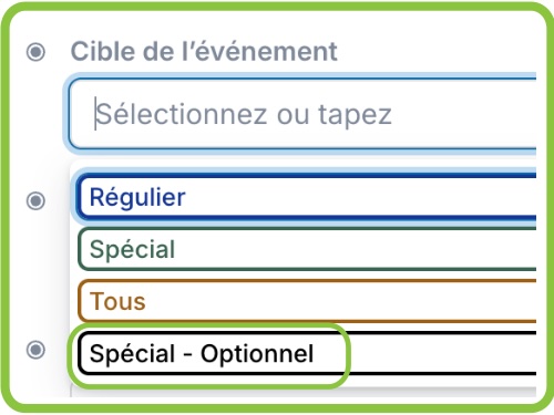 Cible de l'événement avec disponibilité optionnel