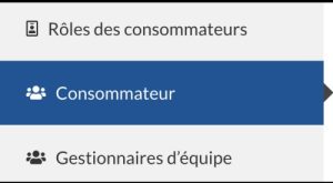 Section consommateurs du tableau de bord
