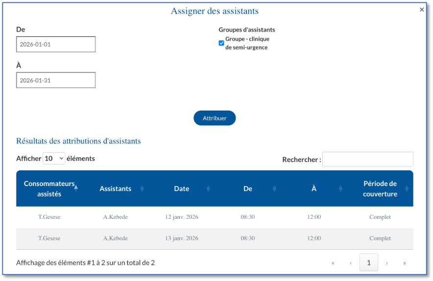 Assigner des assistants