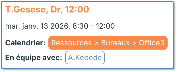 Événement de ressources pour le consommateur assisté avec le champ "En équipe avec" renseigné.