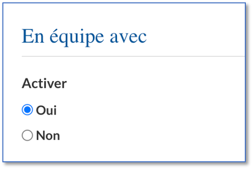 Activation de la fonction - En équipe avec