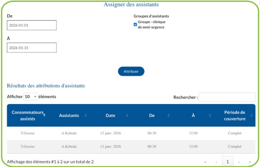 Assigner des assistants