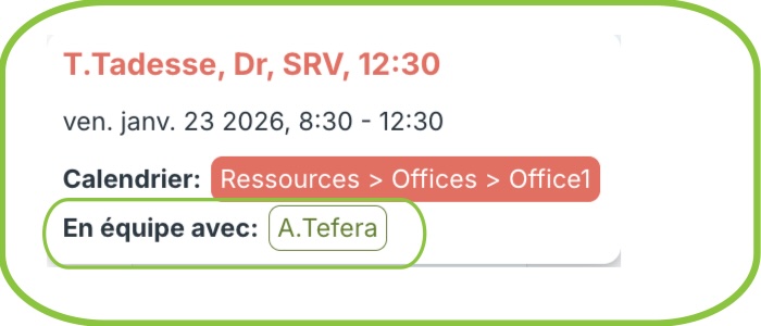 Champ Teamup En équipe avec renseigné