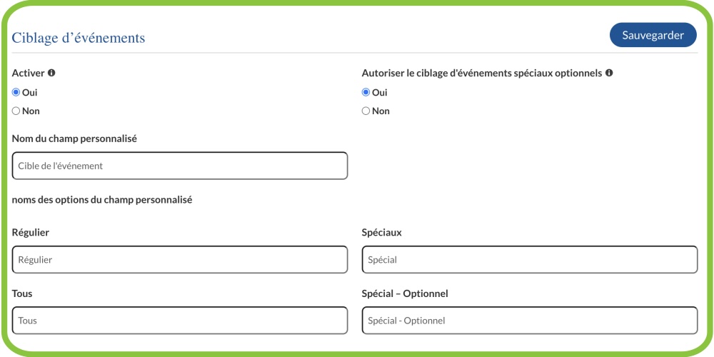 Ciblage d'événements