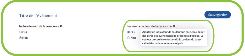 Activer les cercles de couleurs représentants la ressource