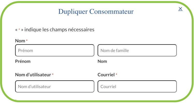 Dupliquer un consommateur fenêtre de mise à jour