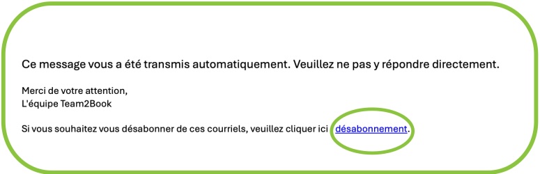 Désabonnement notifications Team2Book