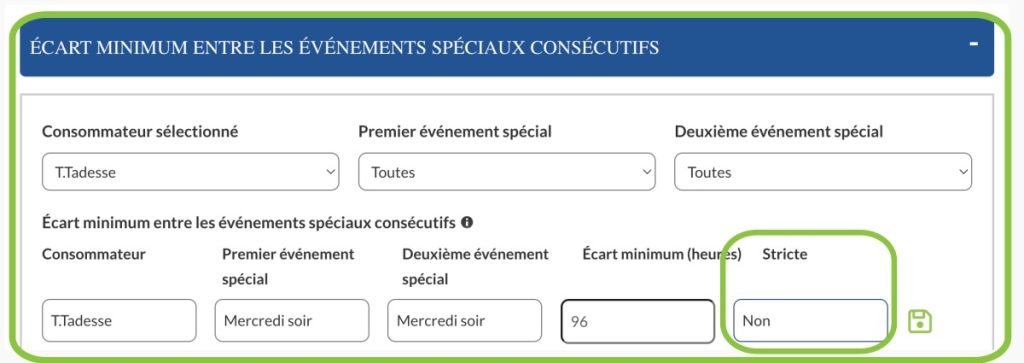 Appliquer une règle de construction de votre liste de gardes souple