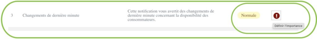 Notification de changements de dernière minute