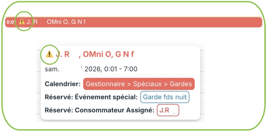 Icône règle de planification non respectée