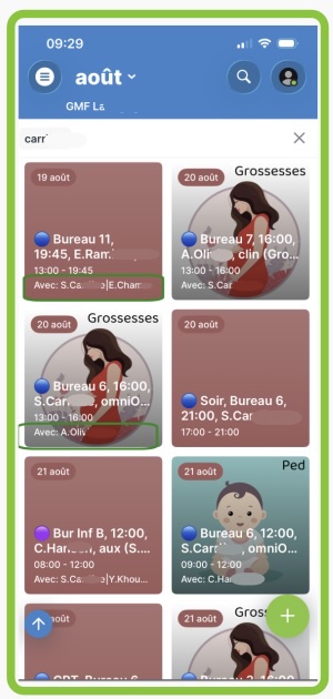 Vue Tuiles de Teamup optimisé par Team2Book