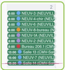 Liste des sous-calendriers de ressources libres.