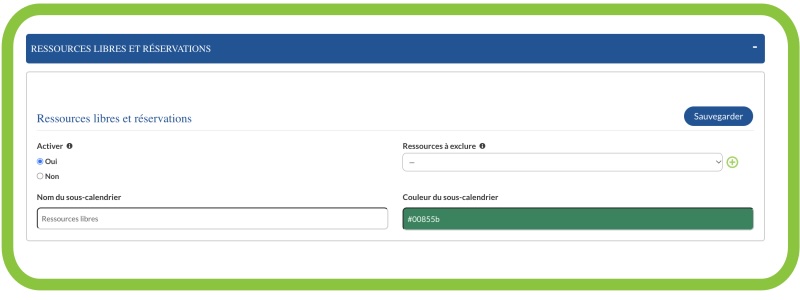 Modifier le sous-calendrier des ressource libres